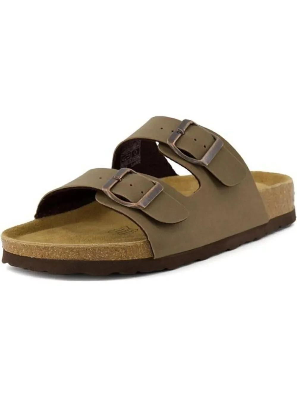 Cushionaire Cork Footbed Sandals Women Slip On Arch Support Double Buckle